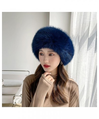 Russian Faux Fur Winter Hat, Women's Hat Warm Fox Ladies Hats for Women Cossack Style Travel Shopping Family Blue $12.83 Bomb...