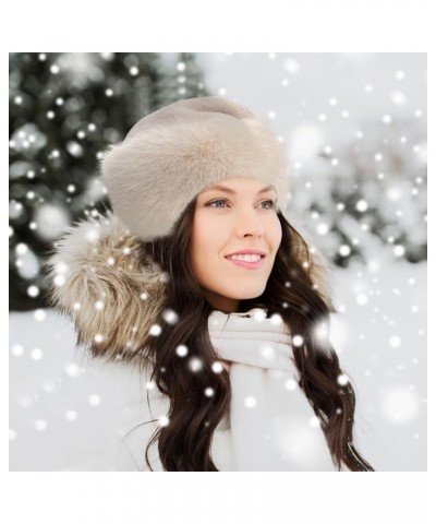 Russian Faux Fur Winter Hat, Women's Hat Warm Fox Ladies Hats for Women Cossack Style Travel Shopping Family Blue $12.83 Bomb...