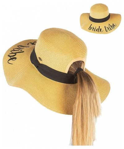 Women's Ponytail Messy Bun UPF 50 Embroidered Adjustable Beach Sun Hat Bride Tribe $19.10 Sun Hats