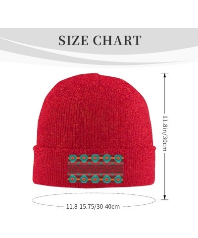 Ethnic Geometric Pattern Print Multi-Purpose Knitted Hat Unisex Winter Warm Hat, Outdoor Or Daily Wear,Soft Warm Red $9.60 Sk...