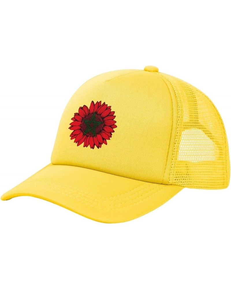 Trucker Hat Mesh Baseball Cap Adjustable Dad Hat Unisex Yellow $8.35 Baseball Caps