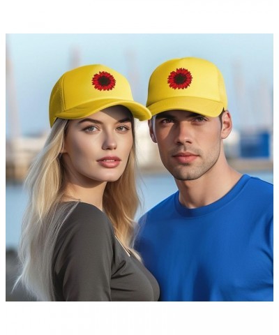 Trucker Hat Mesh Baseball Cap Adjustable Dad Hat Unisex Yellow $8.35 Baseball Caps