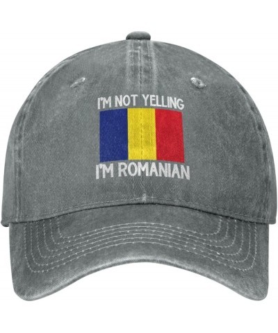 I'm Not Yelling I'm Romanian Cotton Unisex Baseball Cap Classic Washed Denim Trucker Cap Adjustable,Black Gray $10.88 Basebal...