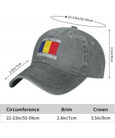 I'm Not Yelling I'm Romanian Cotton Unisex Baseball Cap Classic Washed Denim Trucker Cap Adjustable,Black Gray $10.88 Basebal...