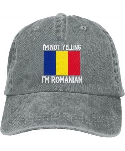 I'm Not Yelling I'm Romanian Cotton Unisex Baseball Cap Classic Washed Denim Trucker Cap Adjustable,Black Gray $10.88 Basebal...