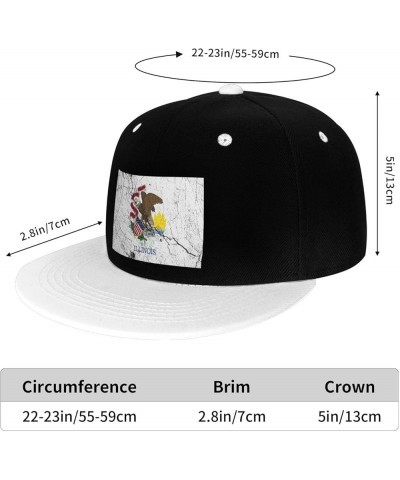 Flag of Illinois Texture Effect Snapback Hat for Men Women Baseball Cap Trucker Flat Bill Hats Dad Caps White $10.18 Baseball...