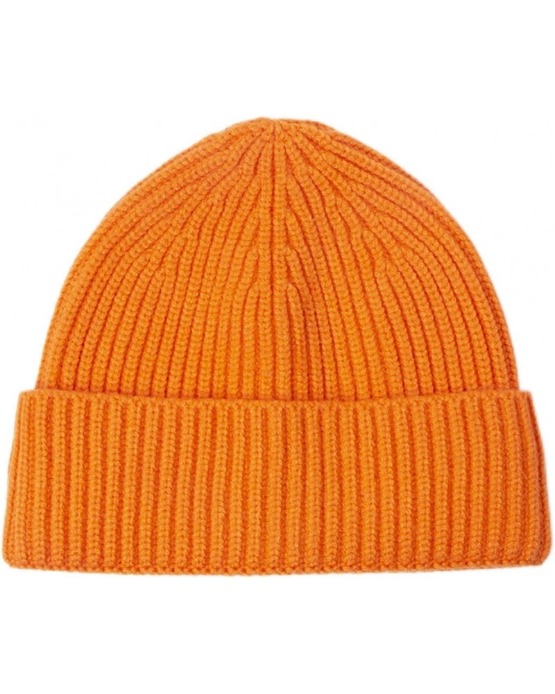 Slouchy Beanie Hat Cotton Classic Winter Knitted Caps Comfortable Soft Knit Cuff Beanie Cap Fits All Men Women Orange $9.56 S...