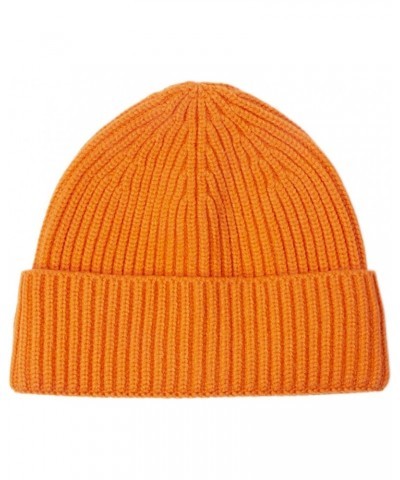 Slouchy Beanie Hat Cotton Classic Winter Knitted Caps Comfortable Soft Knit Cuff Beanie Cap Fits All Men Women Orange $9.56 S...