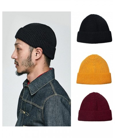 Slouchy Beanie Hat Cotton Classic Winter Knitted Caps Comfortable Soft Knit Cuff Beanie Cap Fits All Men Women Orange $9.56 S...