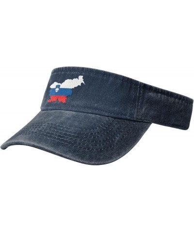 Slovenia Terrain Map Sun Visor Hats for Women Men Adjustable Sports Sun Hats Cotton Golf Cap Navy Blue $10.93 Visors