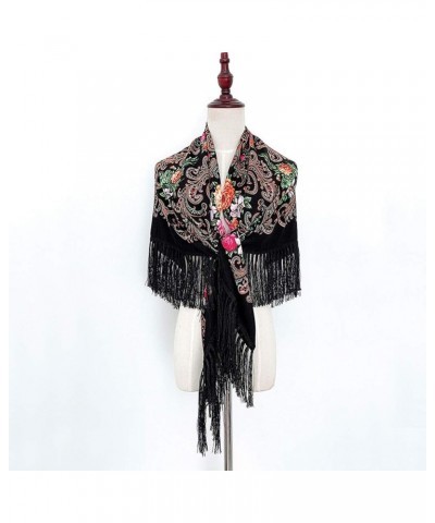 Women Lady Muslim Folk-Custom Print Tassel Square Scarf Wrap Shawl Travel Scarve Outdoor Scarf for Men (Color : Multicolor, S...