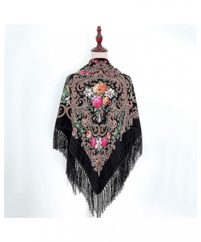 Women Lady Muslim Folk-Custom Print Tassel Square Scarf Wrap Shawl Travel Scarve Outdoor Scarf for Men (Color : Multicolor, S...