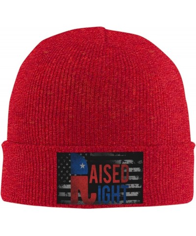 Raised Right Vintage Republican Knit Hats Winter Warm Chunky Beanie Hat for Men Women Red $14.32 Skullies & Beanies