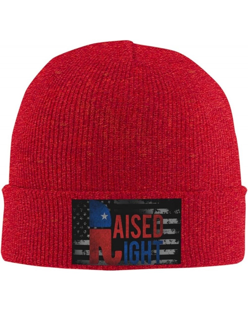 Raised Right Vintage Republican Knit Hats Winter Warm Chunky Beanie Hat for Men Women Red $14.32 Skullies & Beanies