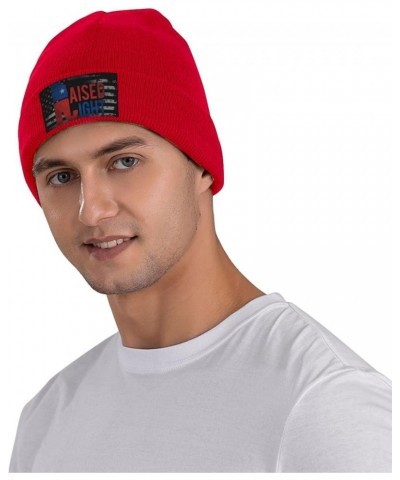 Raised Right Vintage Republican Knit Hats Winter Warm Chunky Beanie Hat for Men Women Red $14.32 Skullies & Beanies