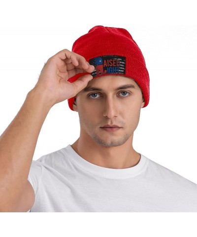 Raised Right Vintage Republican Knit Hats Winter Warm Chunky Beanie Hat for Men Women Red $14.32 Skullies & Beanies