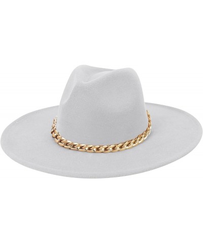 Men's Dress Hat with Belt Buckle Vintage Wide Brim Fedora Hats for Women and Men Classic Panama Hat White $8.47 Fedoras