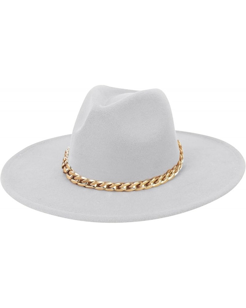 Men's Dress Hat with Belt Buckle Vintage Wide Brim Fedora Hats for Women and Men Classic Panama Hat White $8.47 Fedoras