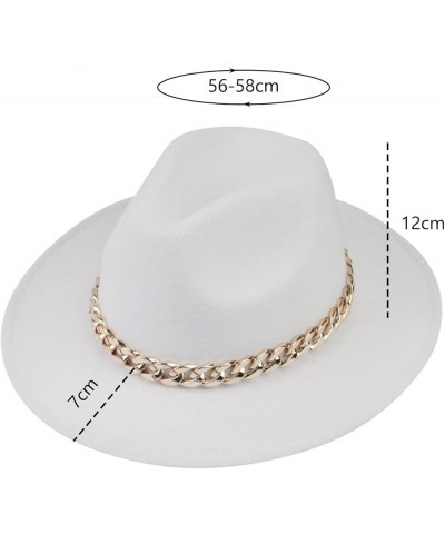 Men's Dress Hat with Belt Buckle Vintage Wide Brim Fedora Hats for Women and Men Classic Panama Hat White $8.47 Fedoras