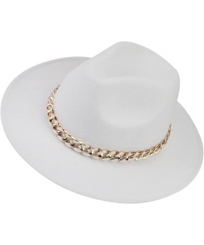 Men's Dress Hat with Belt Buckle Vintage Wide Brim Fedora Hats for Women and Men Classic Panama Hat White $8.47 Fedoras