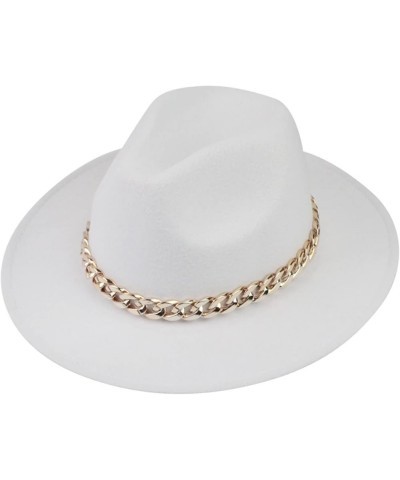 Men's Dress Hat with Belt Buckle Vintage Wide Brim Fedora Hats for Women and Men Classic Panama Hat White $8.47 Fedoras