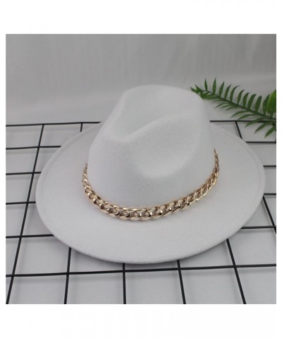 Men's Dress Hat with Belt Buckle Vintage Wide Brim Fedora Hats for Women and Men Classic Panama Hat White $8.47 Fedoras