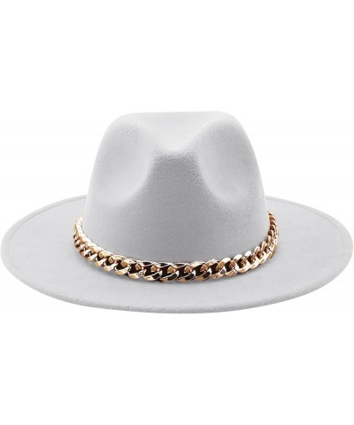 Men's Dress Hat with Belt Buckle Vintage Wide Brim Fedora Hats for Women and Men Classic Panama Hat White $8.47 Fedoras