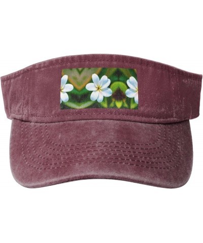 Hawaii Flower Adult Sunscreen Visor Hats Womens Men Wide Brim Beach Sun Visor Hat Open Top Design Red $10.14 Visors