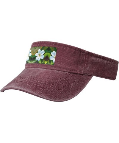 Hawaii Flower Adult Sunscreen Visor Hats Womens Men Wide Brim Beach Sun Visor Hat Open Top Design Red $10.14 Visors