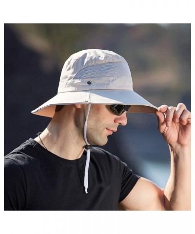 Fishing Boonie Wide Brim Sun Hat for Men Women Foldable & Adjustable Bucket Sunhat Breathable Cooling Mesh Hat E-beige $9.55 ...