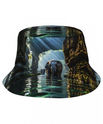 Asian Elephant in The Water Adult Sunshade Bucket hat : Lightweight, Breathable and Foldable Suitable for Outdoor Activities ...