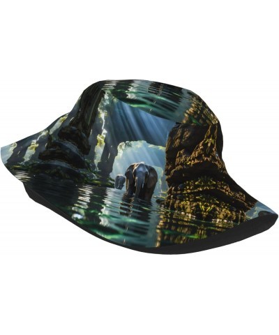 Asian Elephant in The Water Adult Sunshade Bucket hat : Lightweight, Breathable and Foldable Suitable for Outdoor Activities ...