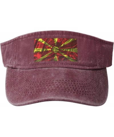 Silk Style Flag of North Macedonia Sun Visor Hats for Women Men Sun Hat Vintage Golf Hat Adjustable Baseball Cap Red $11.39 V...