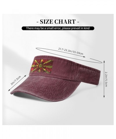 Silk Style Flag of North Macedonia Sun Visor Hats for Women Men Sun Hat Vintage Golf Hat Adjustable Baseball Cap Red $11.39 V...