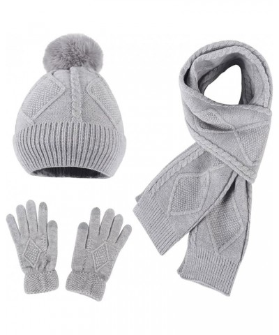 Mens Womens Winter Hat Scarf Set Gifts Warm Knit Thick Lined Cap Neck Warmer for Men Women Christmas Grey $12.69 Skullies & B...