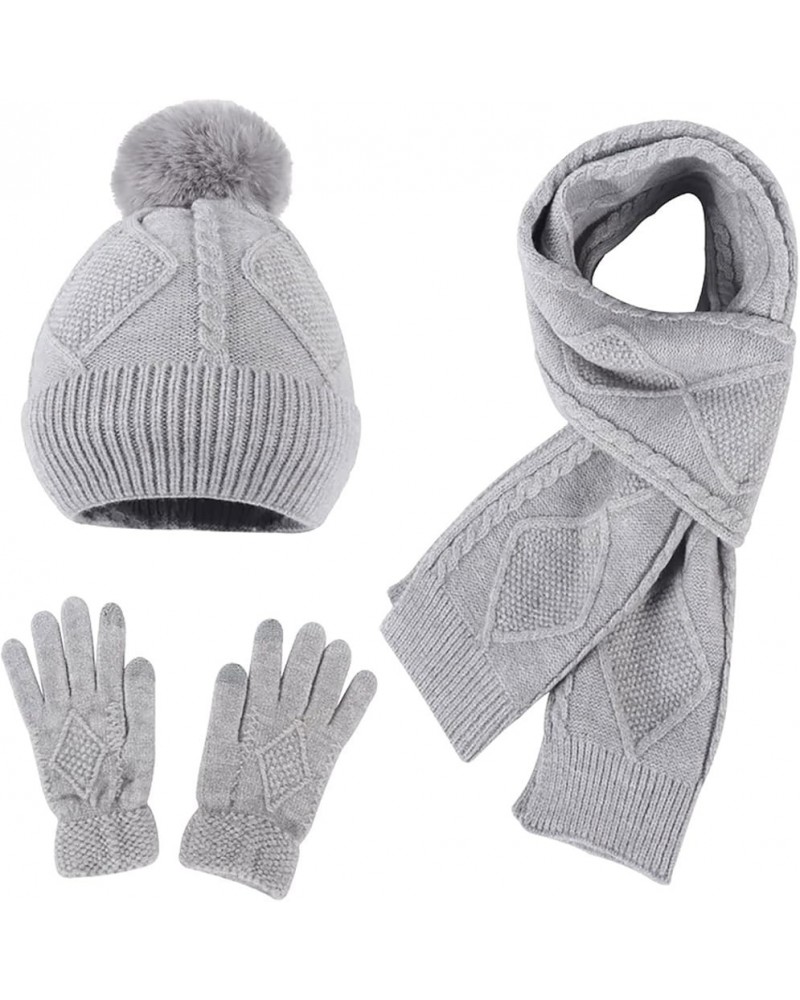 Mens Womens Winter Hat Scarf Set Gifts Warm Knit Thick Lined Cap Neck Warmer for Men Women Christmas Grey $12.69 Skullies & B...