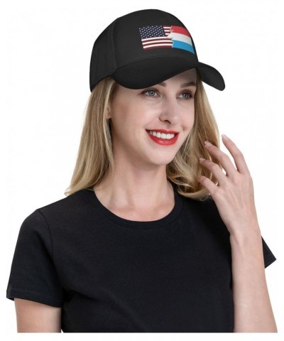 Adjustable Torn Style Us and Luxembourg Flags Baseball Cap for Men Women Baseball Hat Outdoor Casual Breathable Caps Trucker ...