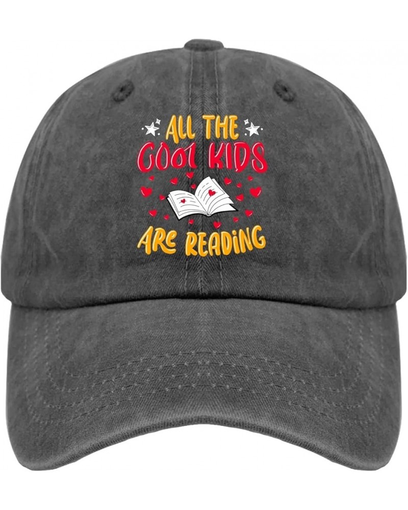 All The Cool Kids are Reading caps Vintage Cotton Washed Baseball Caps Adjustable Dad Hat Crazy Pigment Black $10.39 Baseball...