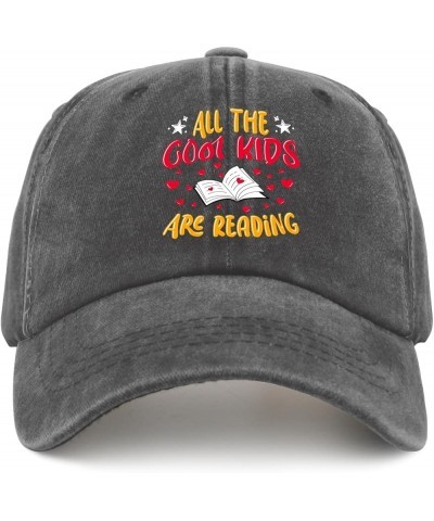 All The Cool Kids are Reading caps Vintage Cotton Washed Baseball Caps Adjustable Dad Hat Crazy Pigment Black $10.39 Baseball...