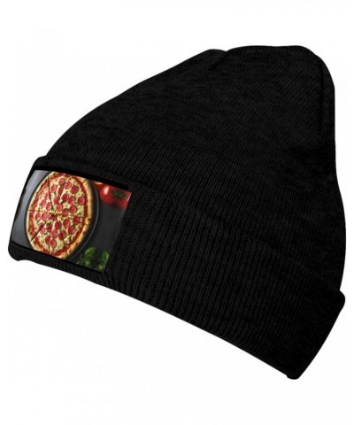 Thick Unisex Knitted Beanie,Insulator for Cold Weather,Snowboarding, Skiing, and Outdoor Winter Adventures Large Pizza Black ...