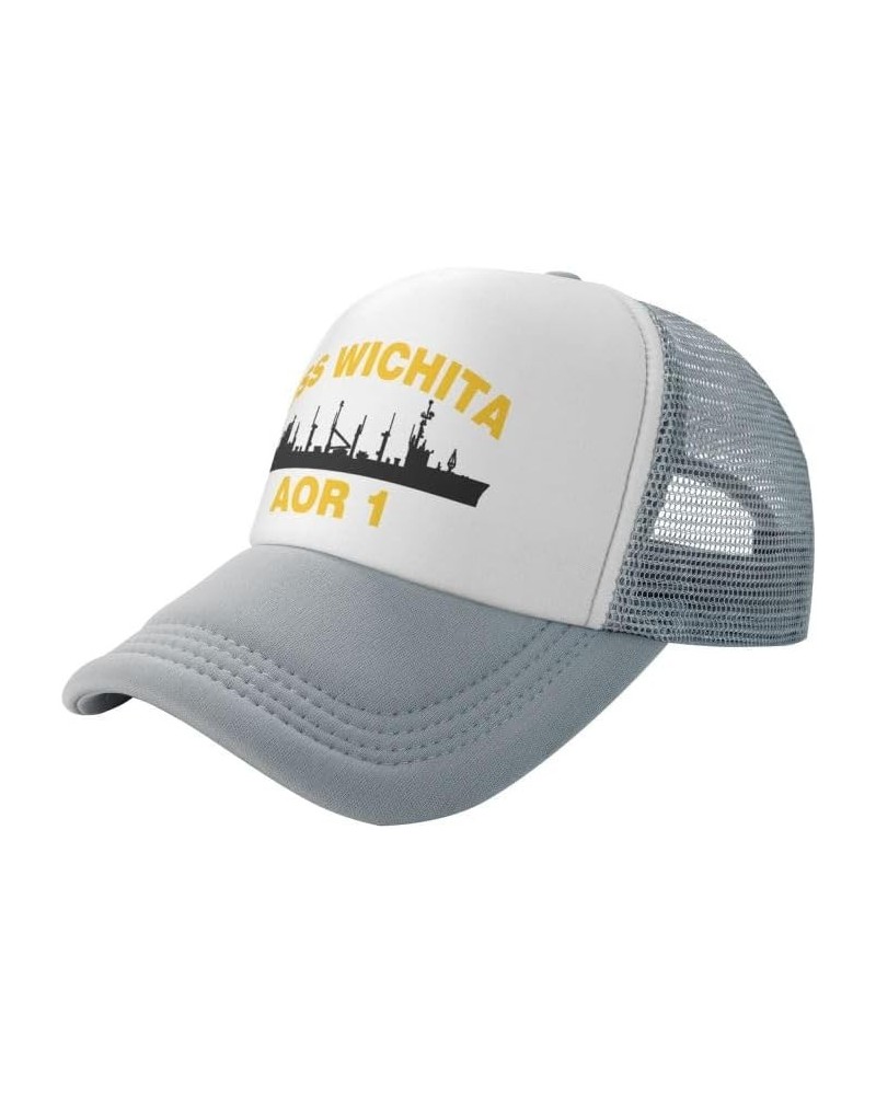 USS Wichita AOR 1 Flag-Baseball Caps Denim Hats Cowboy Knit hat Fisherman's hat Gray $17.60 Baseball Caps