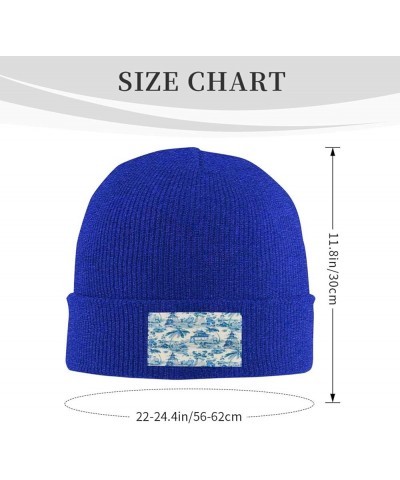 Chinoiserie Ancient Folk Art Winter Hats Thick Knit Cuff Beanie Cap Warm Stocking Beanie Hat for Men Women Blue $12.24 Skulli...