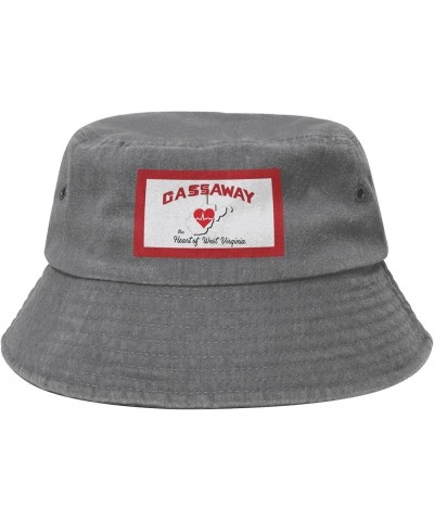 Flag of Gassaway West Virginia Denim Bucket Hat Adult Unisex Fishing Sun Hat Black Gray $11.86 Bucket Hats