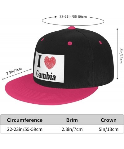 I Love Gambia Baseball Cap for Men Women Snapback Hat Adjustable Flat Bill Hats Pink $10.63 Baseball Caps