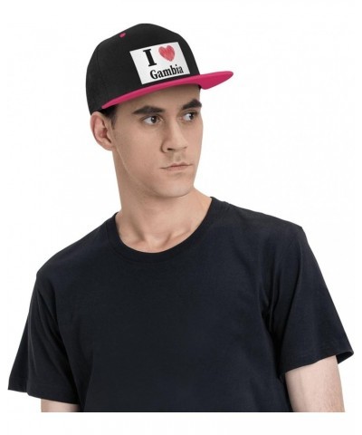 I Love Gambia Baseball Cap for Men Women Snapback Hat Adjustable Flat Bill Hats Pink $10.63 Baseball Caps