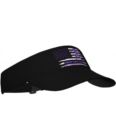 Rett Syndrome Awareness USA American Flag Purple Ribbon Visor Cap Adjustable Uv Protection Sun Visor Hats Empty Top Baseball ...