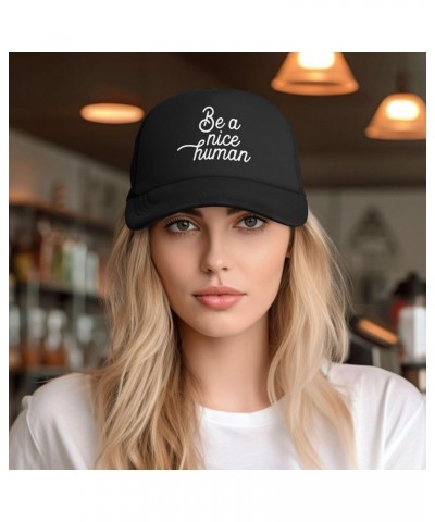 Be A Nice Human Baseball Cap Canvas Mesh-Back Cap Black $13.93 Baseball Caps