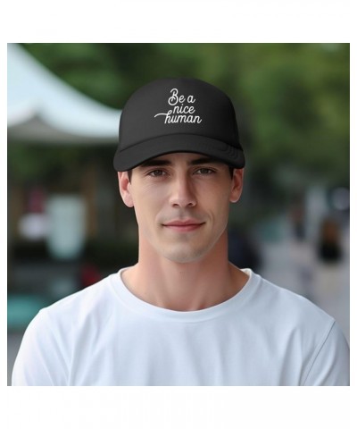 Be A Nice Human Baseball Cap Canvas Mesh-Back Cap Black $13.93 Baseball Caps