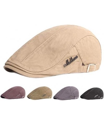 Globalwells Flat Cap Newsboy Ivy Irish hat Beret Hat Cotton Simple Cabbie Scally Cap Coffee $10.39 Newsboy Caps