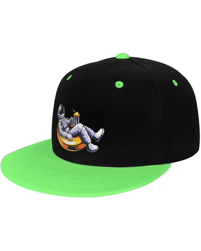 Astronauts Enjoying Snapback Hat for Men Women Baseball Cap Trucker Flat Bill Hats Dad Caps Green $12.85 Baseball Caps